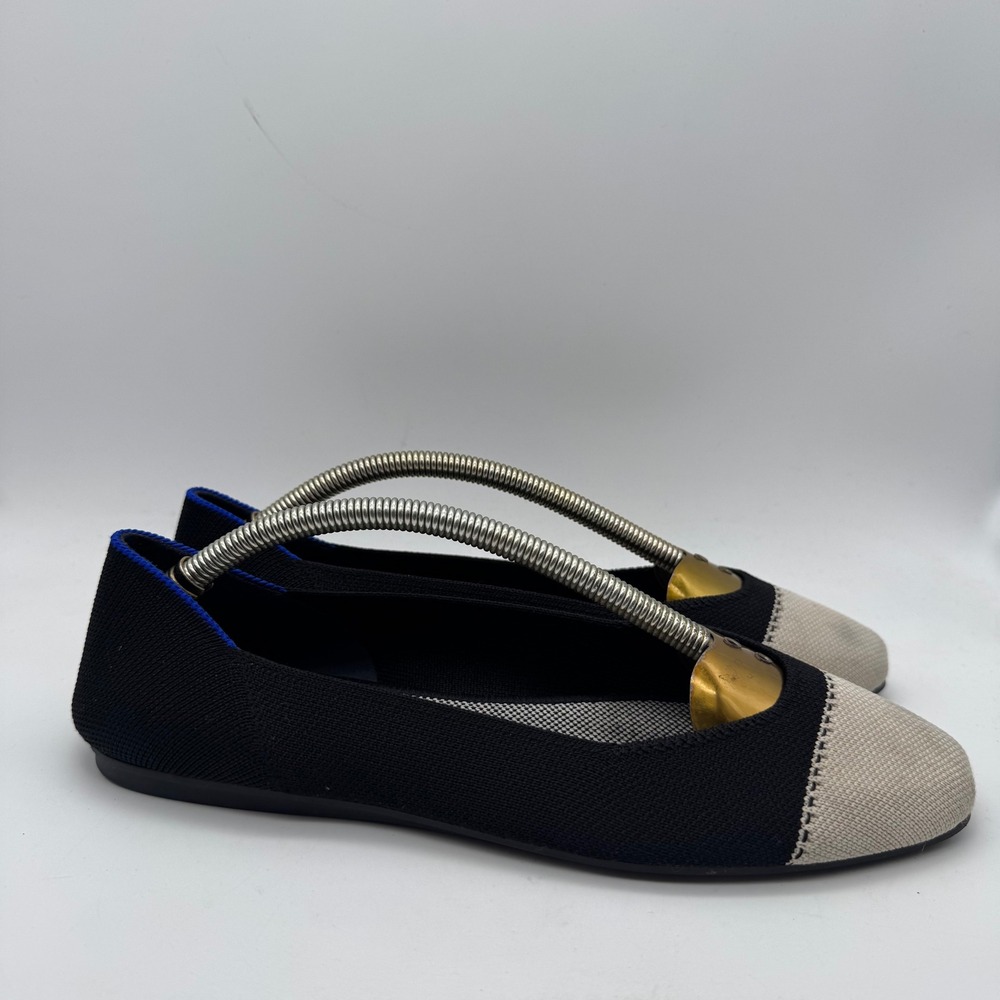 ROTHYS Black Tan Cap Toe‎ Ballet Flats Women US W8.5